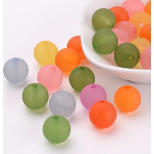 50pcs Frosted Mixed Round Loose Beads Acrylic Spacer Beads for Jewelry Making