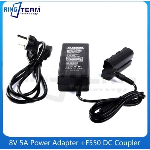 8V 5A high-power Adapter With Indicator Light+F550 Dummy Battery F970 DC Coupler for Nanguan YongNuo Godox Photography LED Light