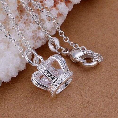 925 jewelry silver plated Jewelry Pendant Fine Fashion Cute Insets Crown Necklace Pendants Top Quality CP162