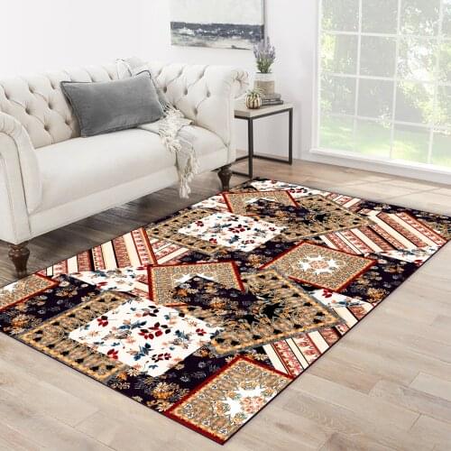 White brown colorful flower square patterned carpet modern carpet living room bedroom rug free shipping soft textured carpet