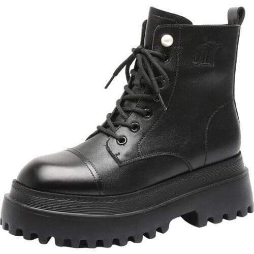 Platform Shoes for Women Nice Genuine Leather Ankle Boots Female Martin Boots Women Heels Rubber Designer Shoes Woman Booties 40