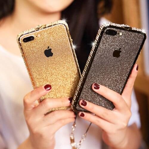 Rhinestone Glitter Crystal Diamond Metal Bumper Case For iPhone 6 7 8 plus Colorful bling Cover