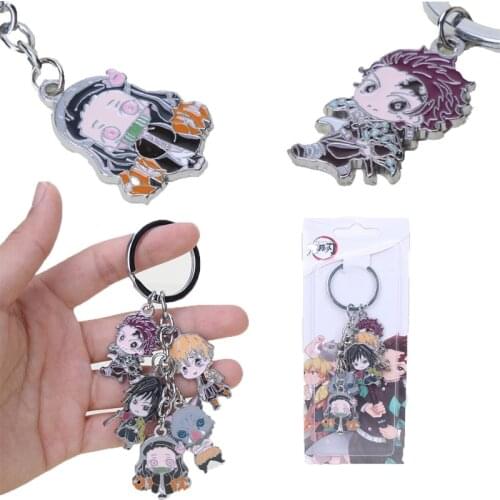 Demon Slayer Keychain Kimetsu No Yaiba Kamado Tanjirou Raphtalia Matal keychain Cosplay Character Keychains Anime Pendant Toys
