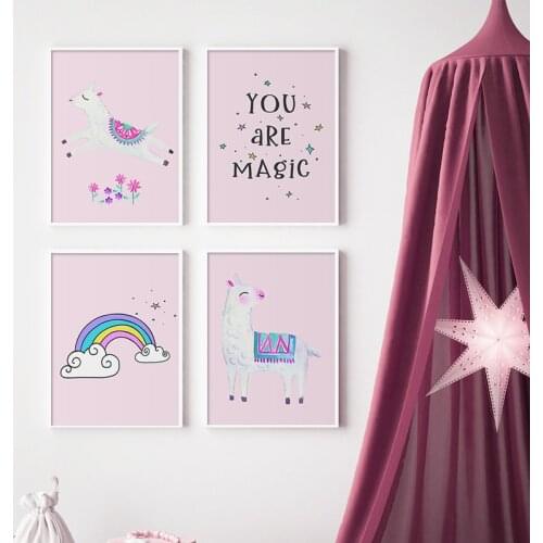 Cartoon Rainbow Sheep Nursery Quotes Child Poster Wall Art Print Canvas Painting Picture For Kids Bedroom Baby Room Modern Decor