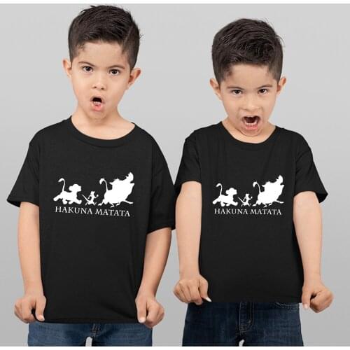 The Lion King T Shirt Hakuna Matata Harajuku Children Tshirt Summer Print Casual Kids Homme Top Tee Kawaii Funny Black T-shirt