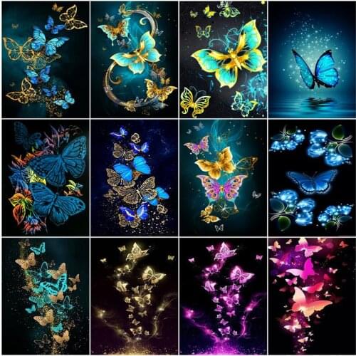 GATYZTORY Coloring By Number Butterfly Flower Kits Home Decoration Pictures Painting By Number Animals HandPainted Art Gift