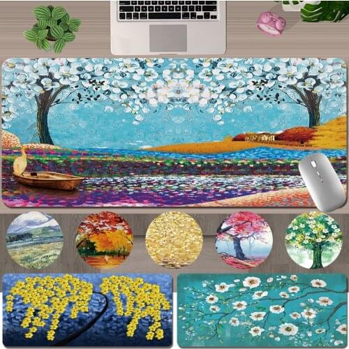 Mouse-Pad Large Mouse Pad 30x60CM 30x80CM PU Leather Waterproof Painting Pattern Series Anti-slip Game Mouse Mat keyboard pad