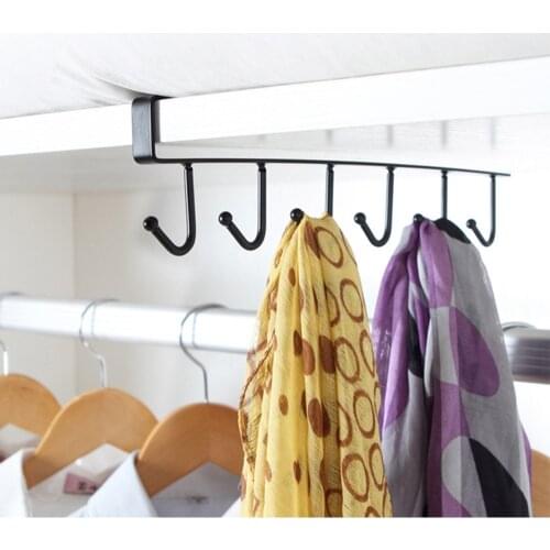 Kitchen Cupboard Storage Rack Cupboard Shelf Hanging Iron wardrobe Hook Organizer Closet Clothes Mug Shelf Hanger Holder