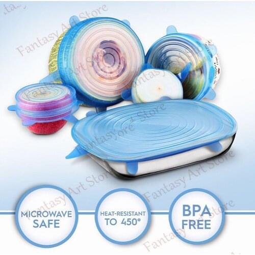 Reusable Airtight Food Packaging with Silicone Elastic Lid for Kitchen, Fresh-keeping Sealed Bowl, Elastic Packaging Set of Cook
