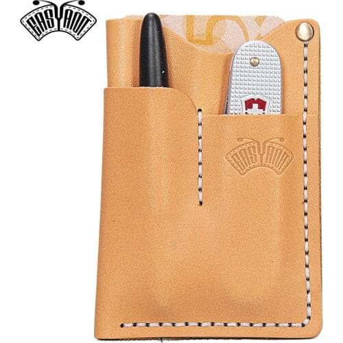 Handmade Vegetable Tanned Leather Holster EDC Organizer Pocket Multitool-Beige