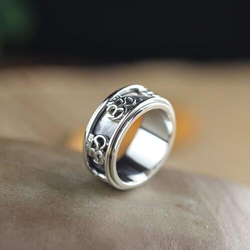 100%S925 sterling silver jewelry personality mens time to run the ring free shipping