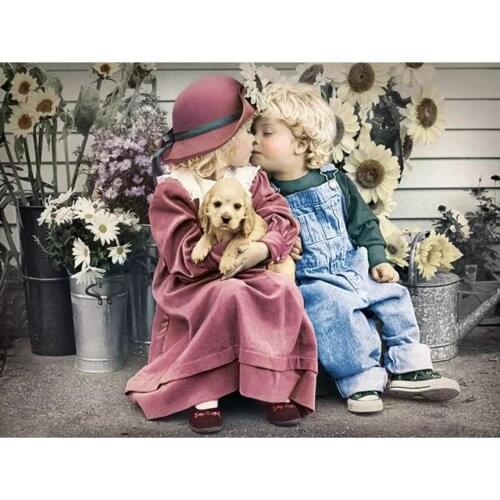 Boy Girl Embroidery Mosaic Craft Children Kiss Diamond Painting Kits Beads Picture Wall Paper Rhinestones Drawing Christmas Gift