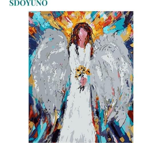 SDOYUNO 60x75cm Painting By Numbers Angel DIY Digital Painting Frameless Paint By Numbers On Canvas Home Decor