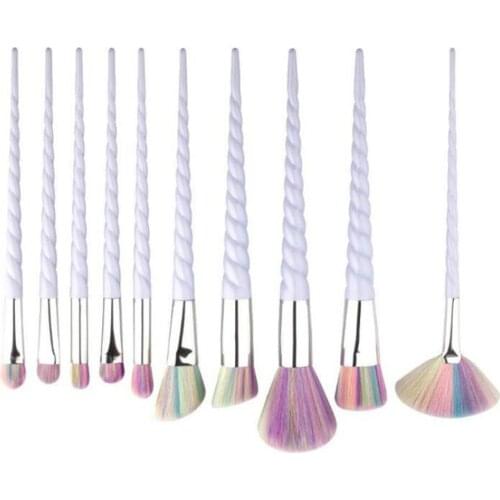 10 Pcs Thread Makeup Brushes Set Eyebrow Eyeliner Make Up Tools Foundation Natural Beauty Eyes Faced Colorful Rainbow Hair