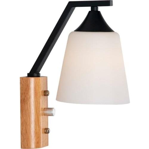 Nordicl Wall Lamp Wooden Glass Metal Wall Type Light Aisle Corridor Bedroom Livingroom Study Room Home Indoor Diningroom Wall
