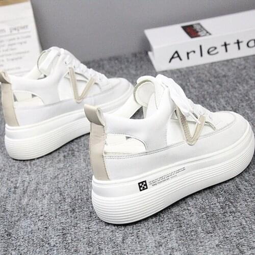 Spring and summer new hollow breathable white shoes thick-soled increased sports shoes casual large size 40 womens shoes