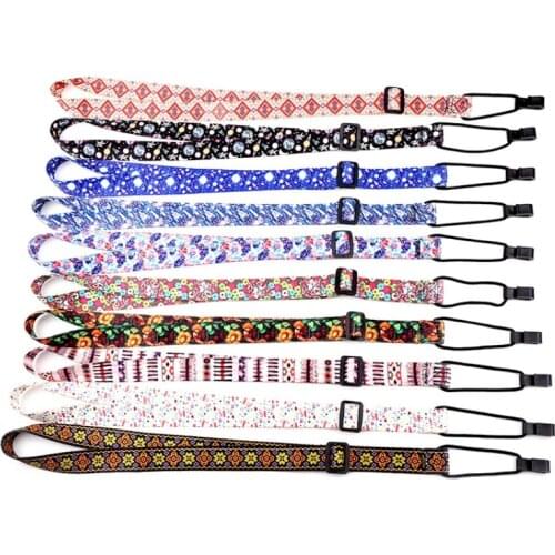 Ukulele Strap Hawaiian Vintage Ethnic Style Personalized Colorful Straps With Hooks Ukulele Wear-resistant Elastic Leather Ends