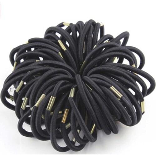 50PCS/Lot New High Quality Women Colorful Elastic Hair Rubber Band Black Hair Rope Ponytail Holder Girl Hair Accessories Tie Gum