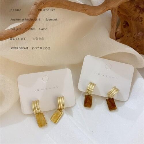 2020 New Fashion Rectangle Metal Long Dangle Earring vintage Trendy Korea Style Ins Style Drop Earring for Women Girls Jewelry
