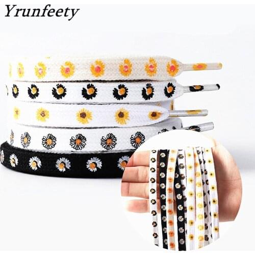 2020 47"/55"/63" Little Daisies Shoelaces Cartoon Printing Unisex Flat Shoe laces High-top Canvas Sneaker Shoelace AF1 Shoelaces