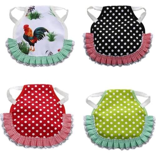 T3EC Chicken Saddle Hen Apron with Elastic Straps Cartoon Fruit Polka Dot Print Ruffled Duck Jacket Poultry Feather Protector