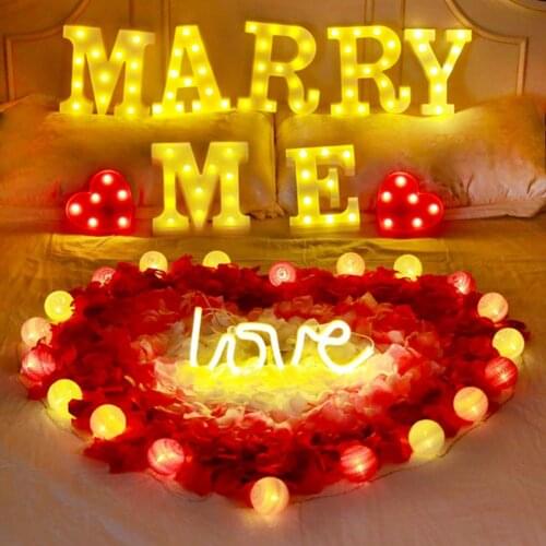 Home Decoration DIY Alphabet Letter Symbol Sign Heart Plastic LED Lights Desk Decor Letters Ornament for Wedding Party Birthday