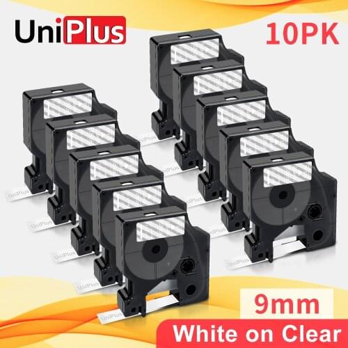 UniPlus 40920 White on Clear 9mm 3/8" Label Tape Compatible Dymo D1 Tape Labeller for Dymo Label Maker LabelManager 420P 350