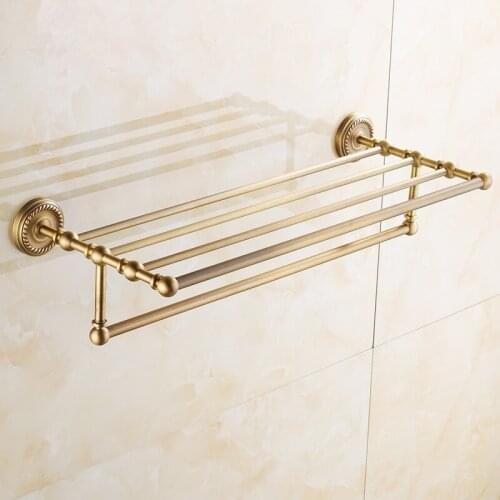 Vidric Antique brass Double layers Bath Towel Shelves Towel Rack Towel Bar Bath Hardware Rack