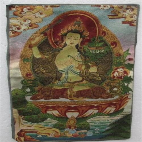 Bordado de seda dorada thangka Tíbet y Nepal exorcismo paz y riqueza