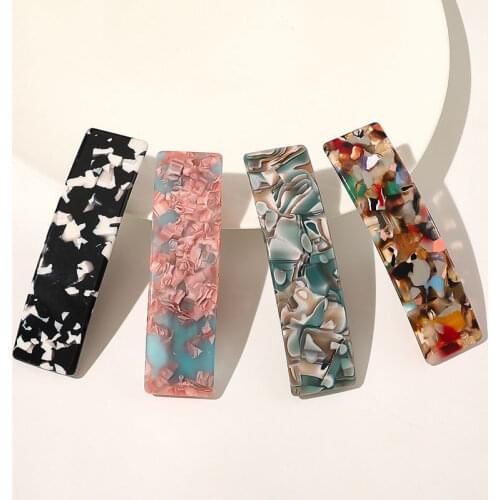 Women Bling Glitter Hairpins Square Geometric Leopard Marble Acetate Colorful Barrettes Hair Clips Hairgrips Hair Accessories