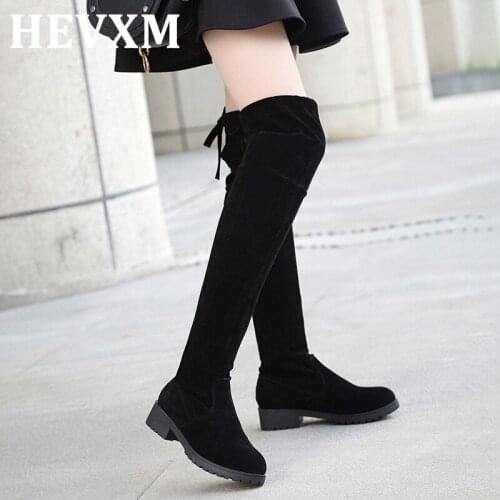Winter Over The Knee Boots Women Stretch Fabric Thigh High Sexy Woman Flat Shoes Long Bota Feminina zapatos de mujer Size 35-41