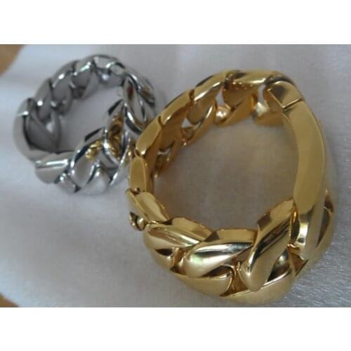 Gold Heavy Chunky stainelss steel Jewelry Cool Mens Cuban Curb Bracelet Casting biker chain Huge 32mm 8.66