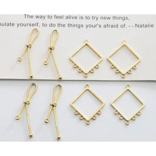 10pcs/lot Copper Gold Hollow Geometry Shaped Porous Charms pendant knot shape diy handmade jewelry earring accessory material
