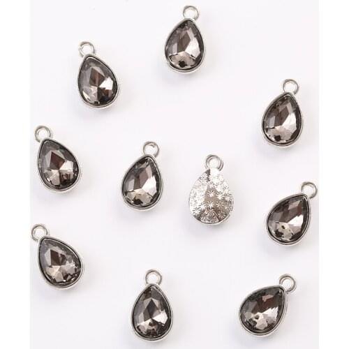 10pcs Gray Crystal Pendant Gold/Rose gold Tone 8×15mm,DIY Handmade Accessories Making Or Bracelet Necklace