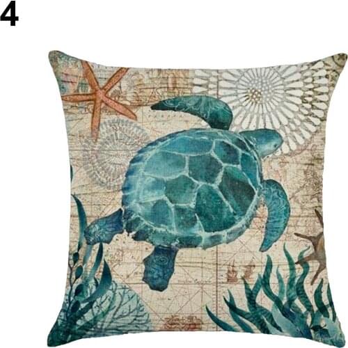 18 inch Vintage Sea Shell Whale Turtle Throw Pillow Case Bed Sofa Cushion Cover Hotel Home Decorative Pillowcase Pillow Cover