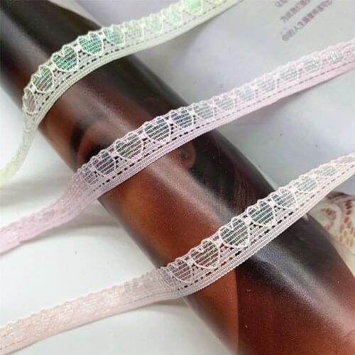 20y/lot 5 Colors Width 1.30cm Heart Design Shiny Lace Trim No Elastic For Clothing Accessory Dress Sewing Applique Costume Lace