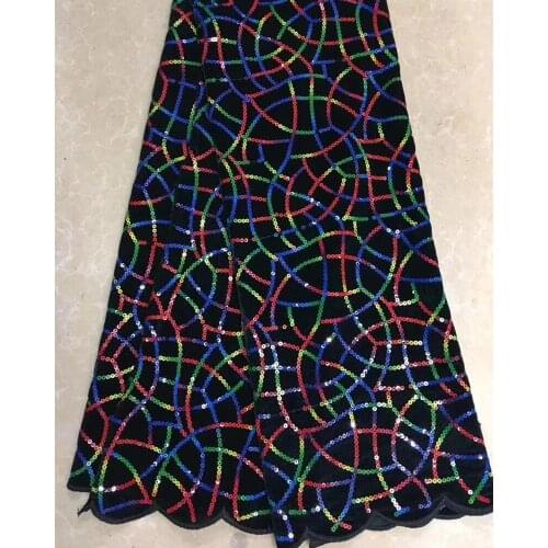 2019 High quality Sequins french velvet African tulle mesh lace fabric for dress,guipure voile net lace nigerian 5y/lot ZH0613