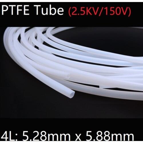 4L 5.28mm x 5.88mm PTFE Tube F46 Insulated Capillary Heat Protector Transmit Hose Rigid Temperature Corrosion Resistance 150V
