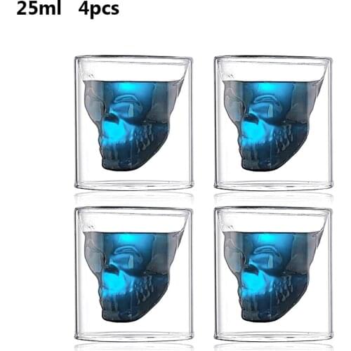 4pc/set skull Head cup double layer coffee Whiskey Vodka Wine mug travel cute christmas mugs tumbler shot glass Milk cup in bulk