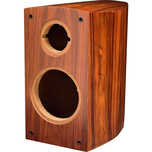 6.5 inch 7 inch real wood leather bookshelf HiFi speaker empty box waist drum rosewood leather shell with holes modified as requ