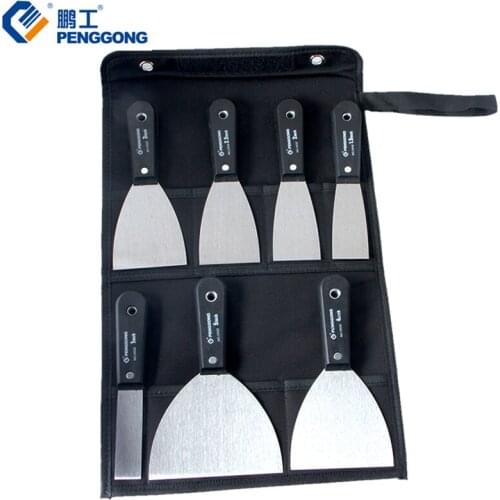 7pcs Putty Knife 1"-5" Scraper With 600D Tool Bag For Floor Window Wall Wipe Scraper Tool Set