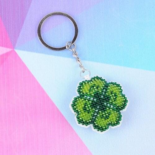 Hand-made clover beads toys for children bead embroidery cross-stitch key chain diy bag pendant precision printing new girl gift
