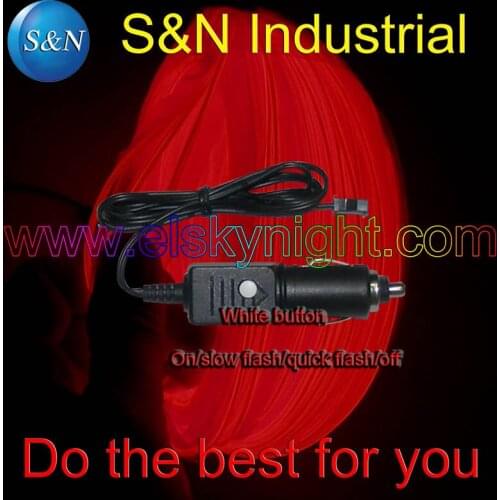 DC12V cigar plug el wire controller/driver/inverter+3meter Red el wire with skirt /flat edge for car decoration free shipping