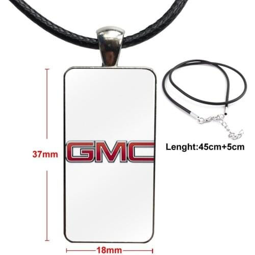 Design Luxury Business Car Gmc Logo For Women Men Fashion Glass Cabochon Pendant Rectangle Necklace Choker Necklace Jewelry