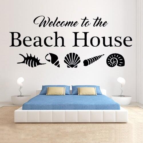 Welcome Wall Decals Beach House Seashells Shells Home Decoration Ocean House Living Room Vinyl Waterproof Wall Stickers Y803