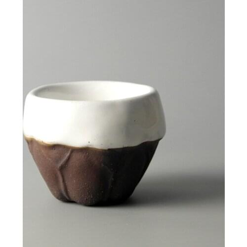 Coarse pottery tea cup for puer Vintage ceramic teacups porcelain small tea bowl drinkware handmade home decor