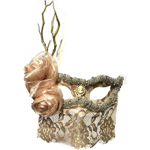 H3446 Halloween Christmas Mask Women Feather Flower Veil Masks Carnival Party Masquerade Cosplay Elegant Princess Accessories