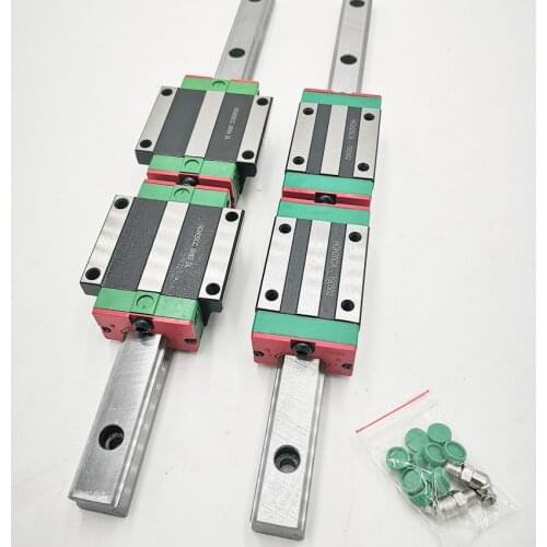 2pc HGR20 HGH20 Square Linear Guide Rail ANY LENGTH+4pc Slide Block Carriages HGH20CA/flang HGW20CC CNC Router Engraving