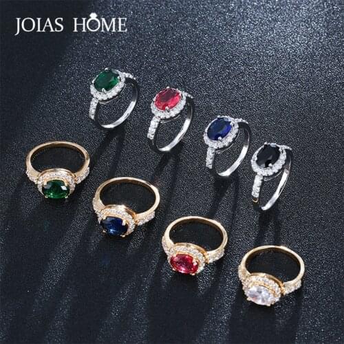 JoiasHome Delicate Oval Gemstone Ring for Women Charms Silver 925 Jewelry 8Colors Choice Trendy Female Gift Wholesale Engagement