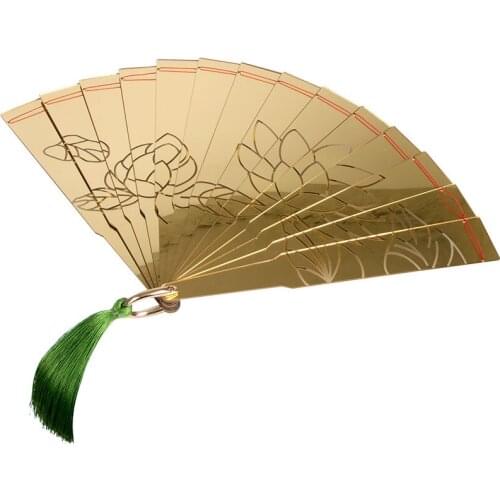 Kimetsu No Yaiba Demon Slayer Juuni Kitsuki Douma Cosplay Golden folding fan Halloween Carnival Props Lotus Imprint Folding Fan